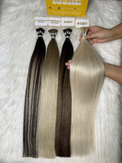 28 Inch Straight #1001 Lightest Ash Blonde Color Flat Tip Hair Extensions