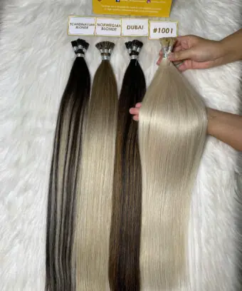 28 Inch Straight #1001 Lightest Ash Blonde Color Flat Tip Hair Extensions