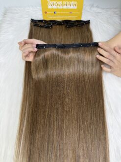 28 Inch Straight #6 Chesnut Brown Color Clip In Hair Extensions