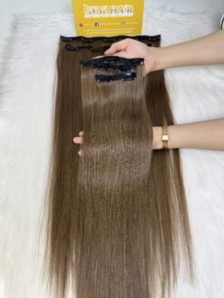 28 Inch Straight #6 Chesnut Brown Color Clip In Hair Extensions Raw Hair