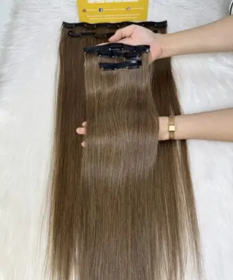28 Inch Straight #6 Chesnut Brown Color Clip In Hair Extensions Raw Hair