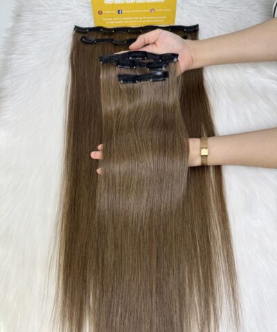 28 Inch Straight #6 Chesnut Brown Color Clip In Hair Extensions Raw Hair