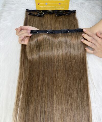 28 Inch Straight #6 Chesnut Brown Color Clip In Hair Extensions