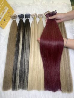 28 Inch Straight Tape In Hair Extensions #99j Burgundy