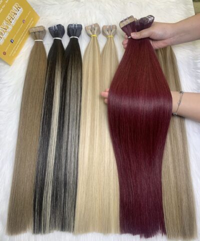 28 Inch Straight Tape In Hair Extensions #99j Burgundy