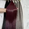 28 Inch Straight Tape In Hair Extensions #99j Burgundy Color