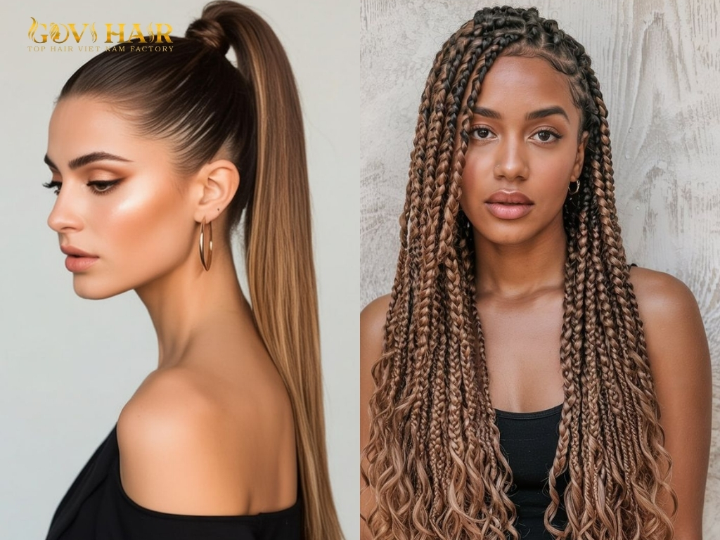 42 inch hair styling ideas featuring sleek high ponytail and long braided hairstyles