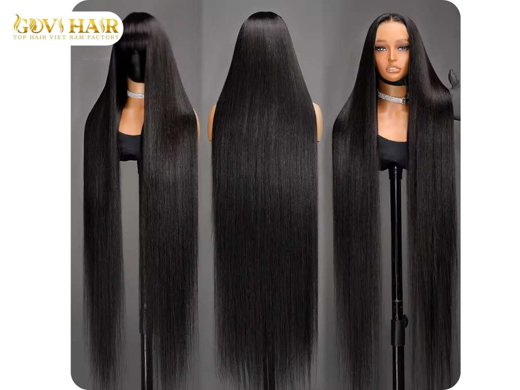 50 Inch Hair: How Long Is It & Is It Worth It? 3 50 inch wig human hair front and back view showing full density and extreme length