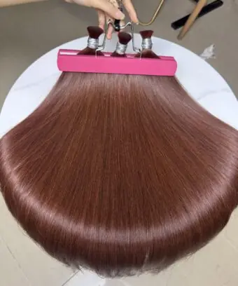 Straight Bulk Human Hair for Braiding 26 Inch #30 Auburn Brown