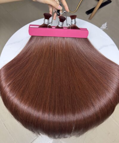 Straight Bulk Human Hair for Braiding 26 Inch #30 Auburn Brown