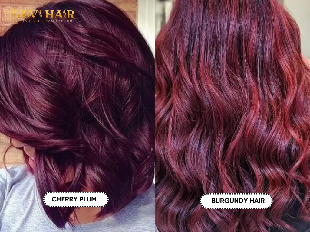 Cherry Plum Hair Color: The Bold Shade Everyone Wants 4 .Cherry plum hair color compared with burgundy hair