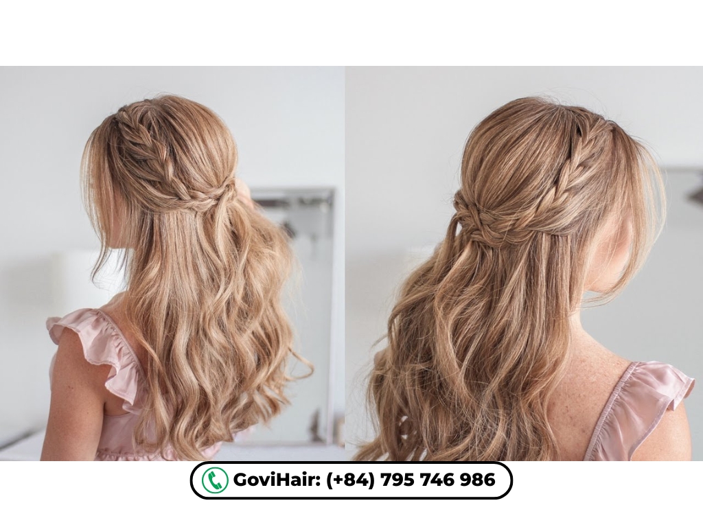 Half-up braided hairstyle