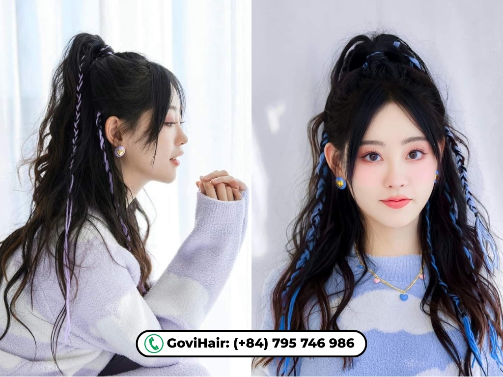 Chinese braided ponytail