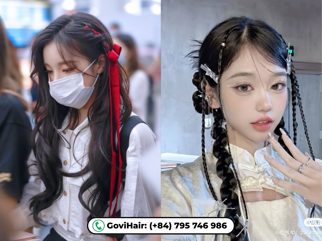 You can choose red ribbons for simple braids and a lot of minimalist clips to secure your hairstyles if it complicated