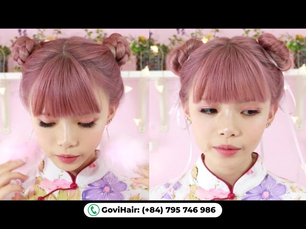 Double bun with bang