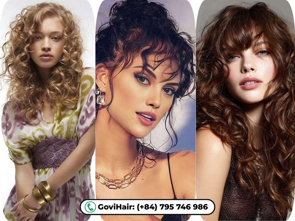 3 curly bangs that suit heart shaped faces