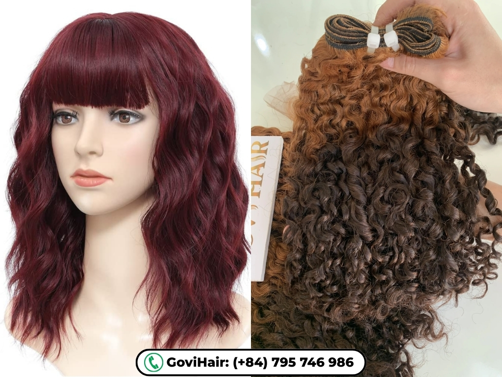 Curly human hair wig and hair extensions at GoviHair