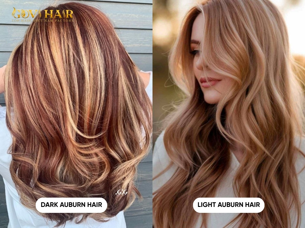 Comparison of dark auburn hair with highlights and light auburn hair with highlights