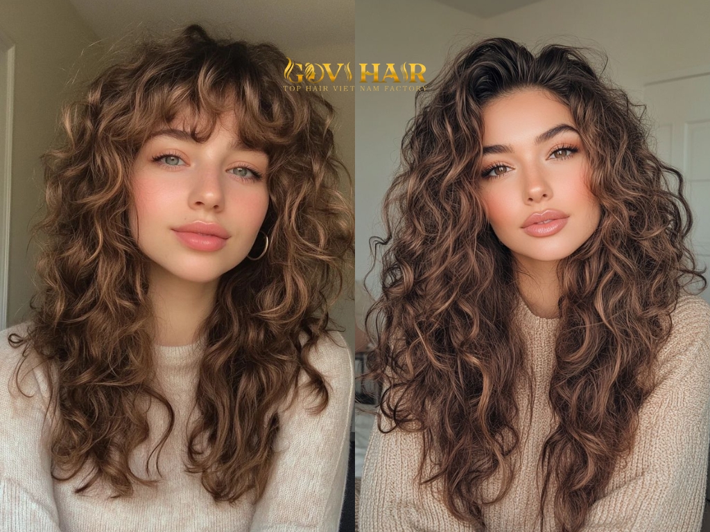 Long curls come alive with well-placed face-framing pieces