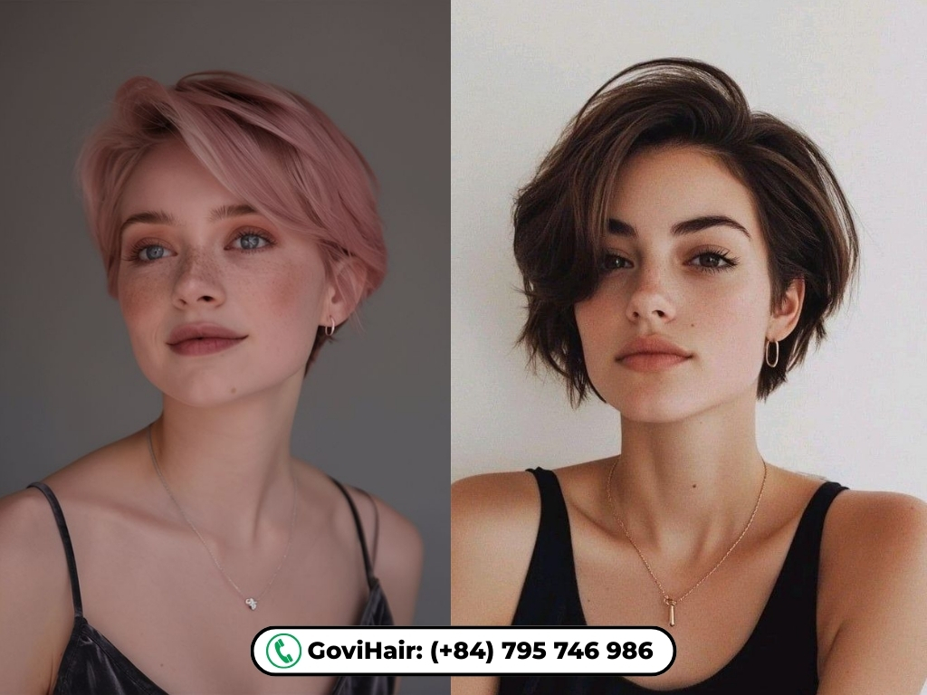 Side-parted pixie cut