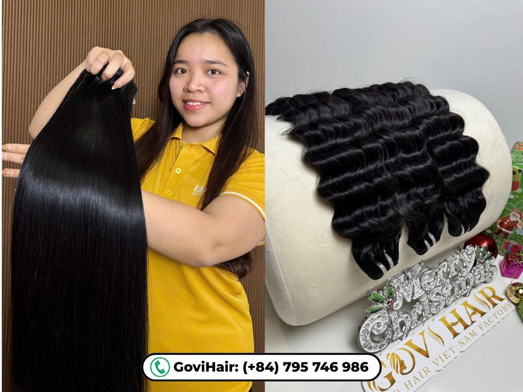 18 inch long hair wig and deep curly weft hair at GoviHair
