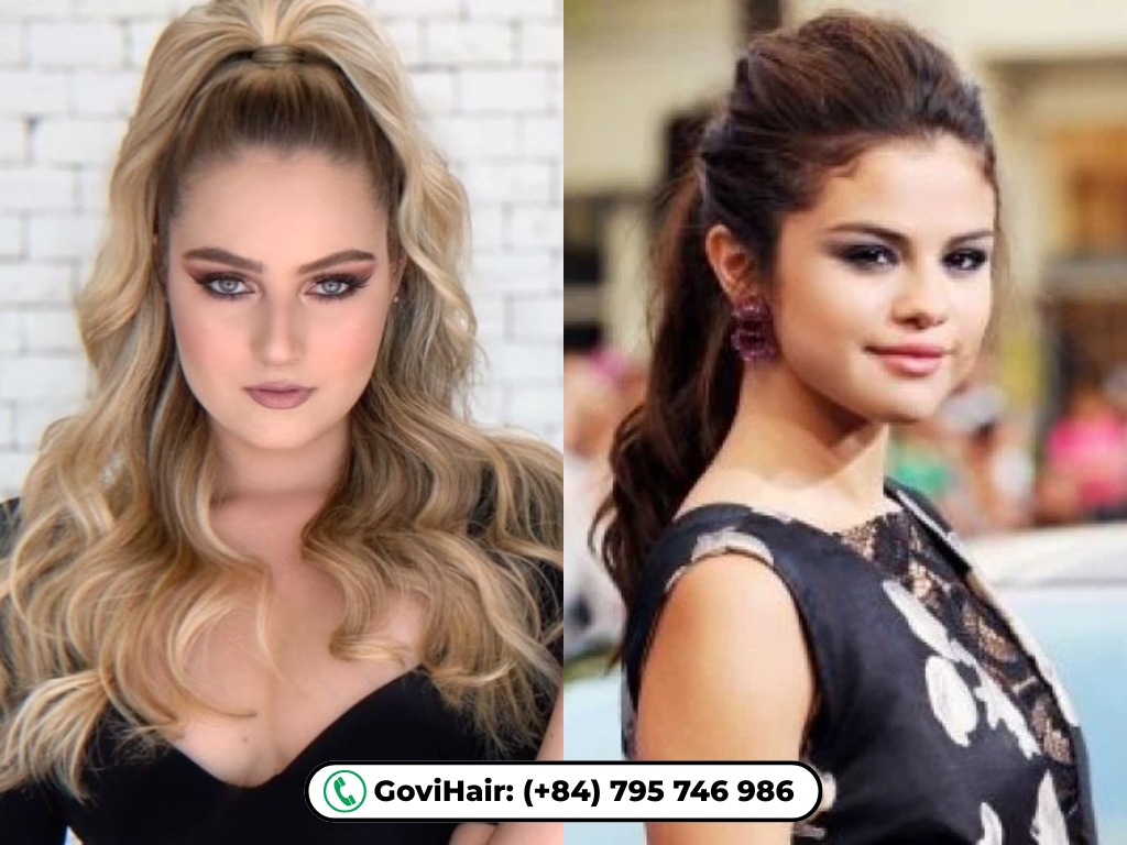 High ponytail for round face