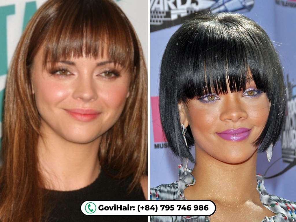 Full, straight-across bangs