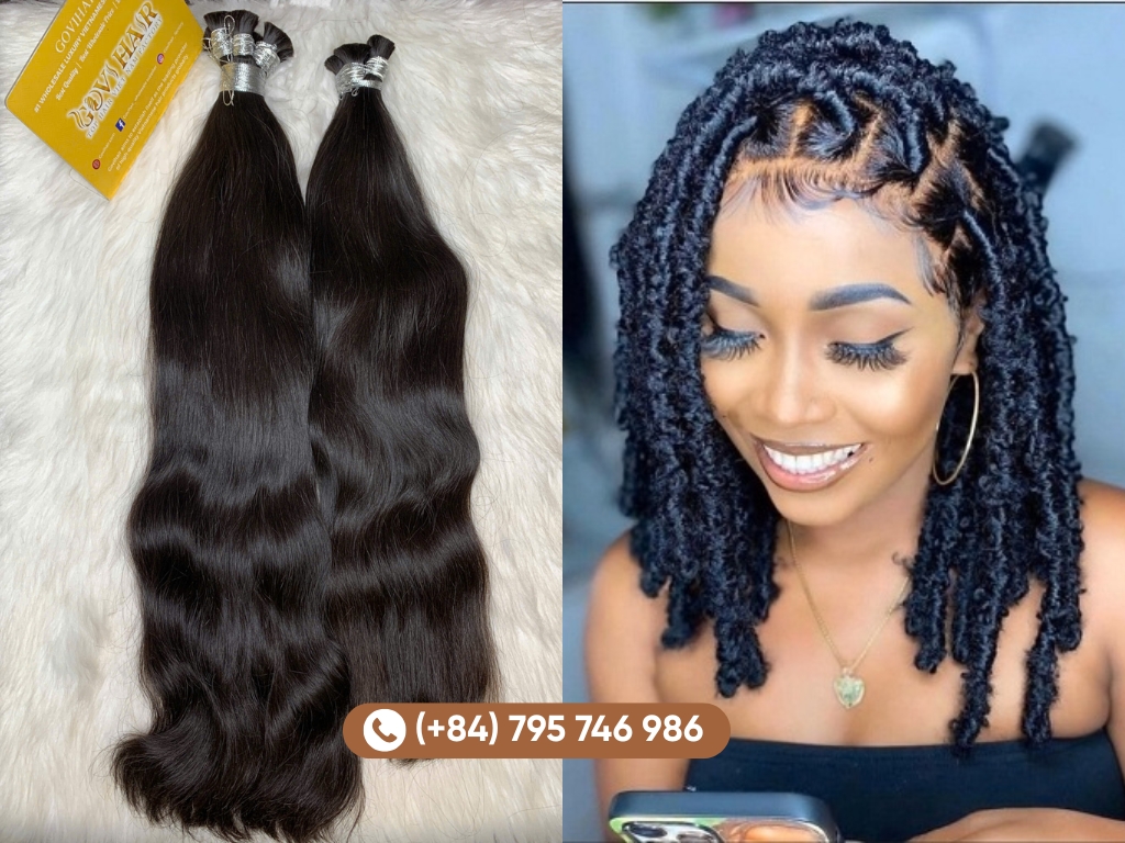 Faux locs are created by first braiding the natural hair with extensions