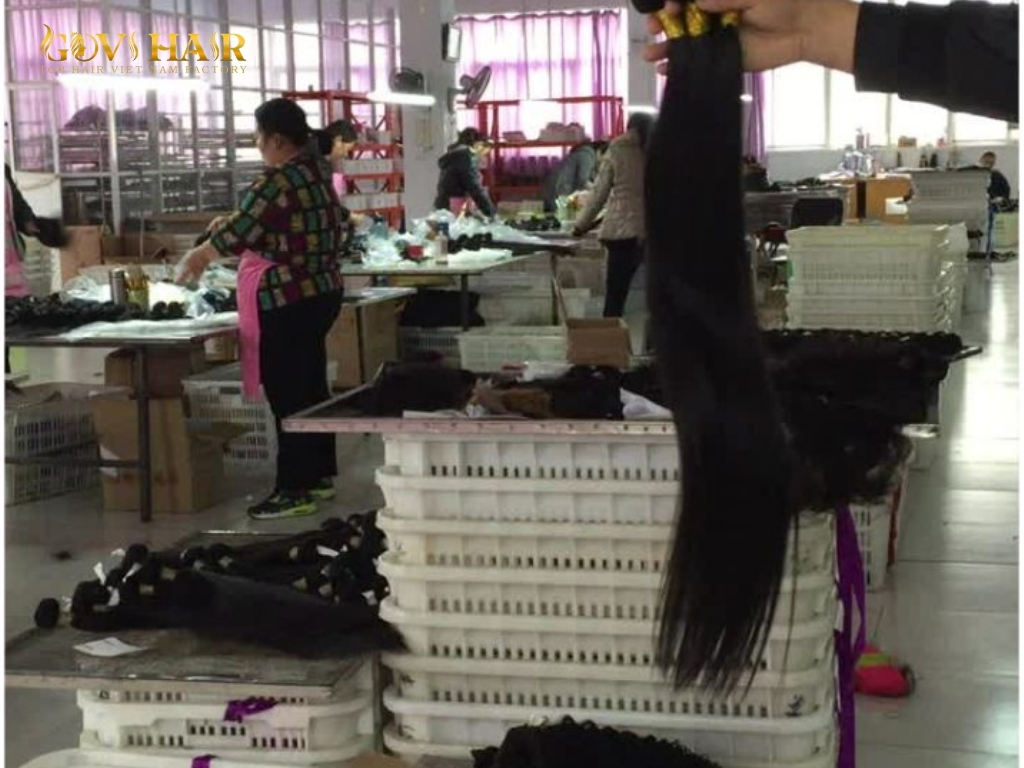 Malaysian hair factory processing hair bundles for wigs and hair extensions