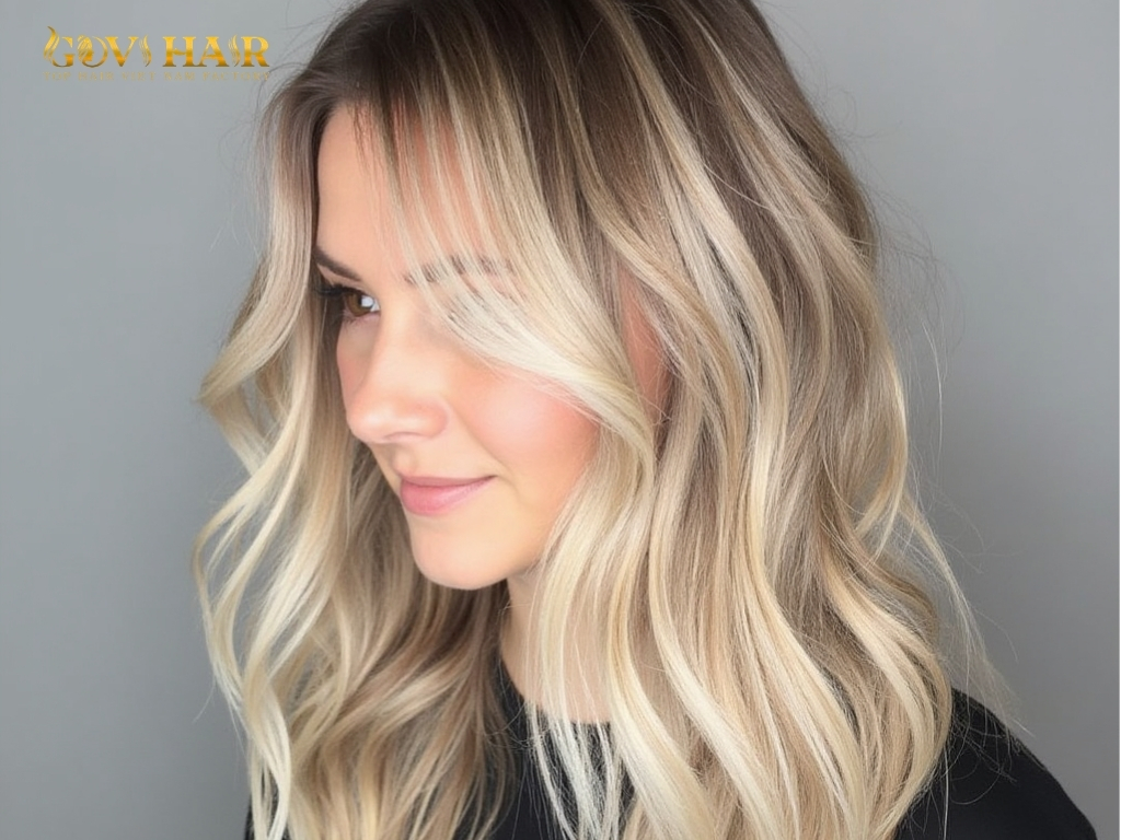 Sandy blonde balayage hair with seamless blending and natural dimension