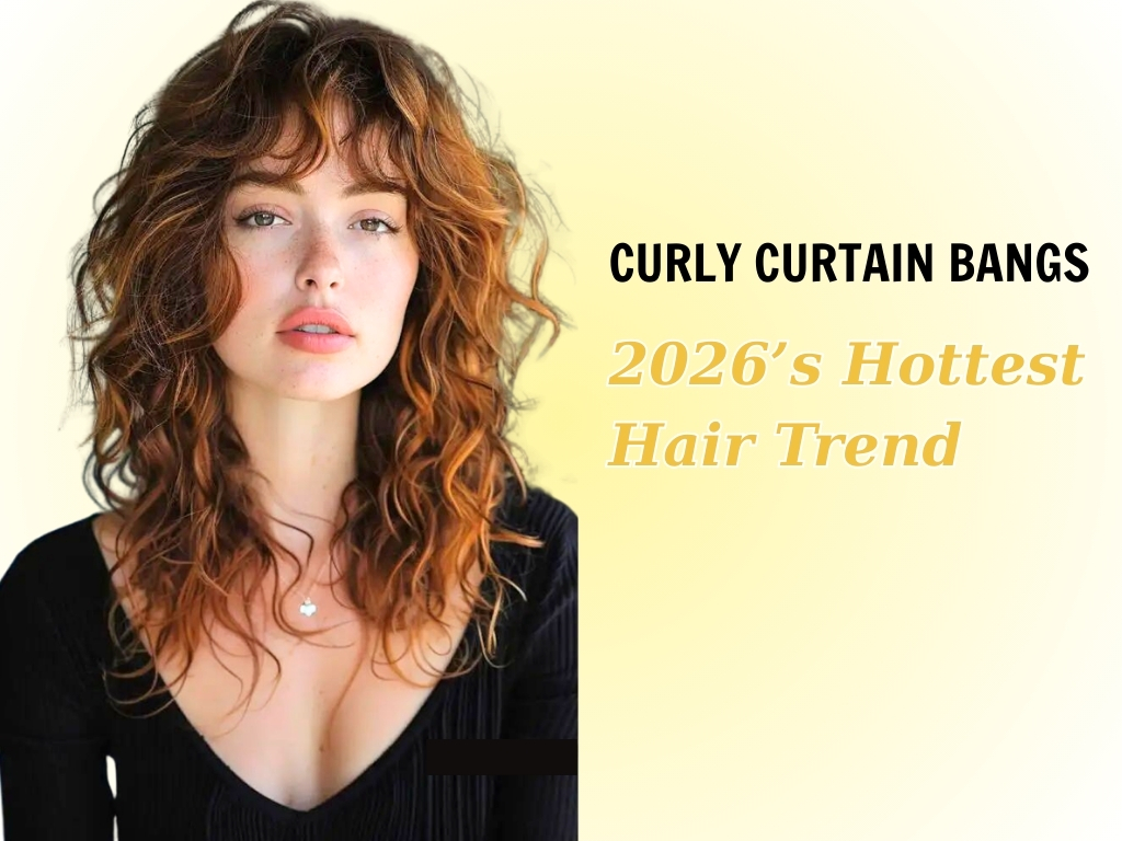 Curly Curtain Bangs