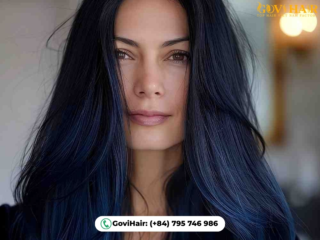 Dark Blue on Long Hair creates regal, even-toned strands