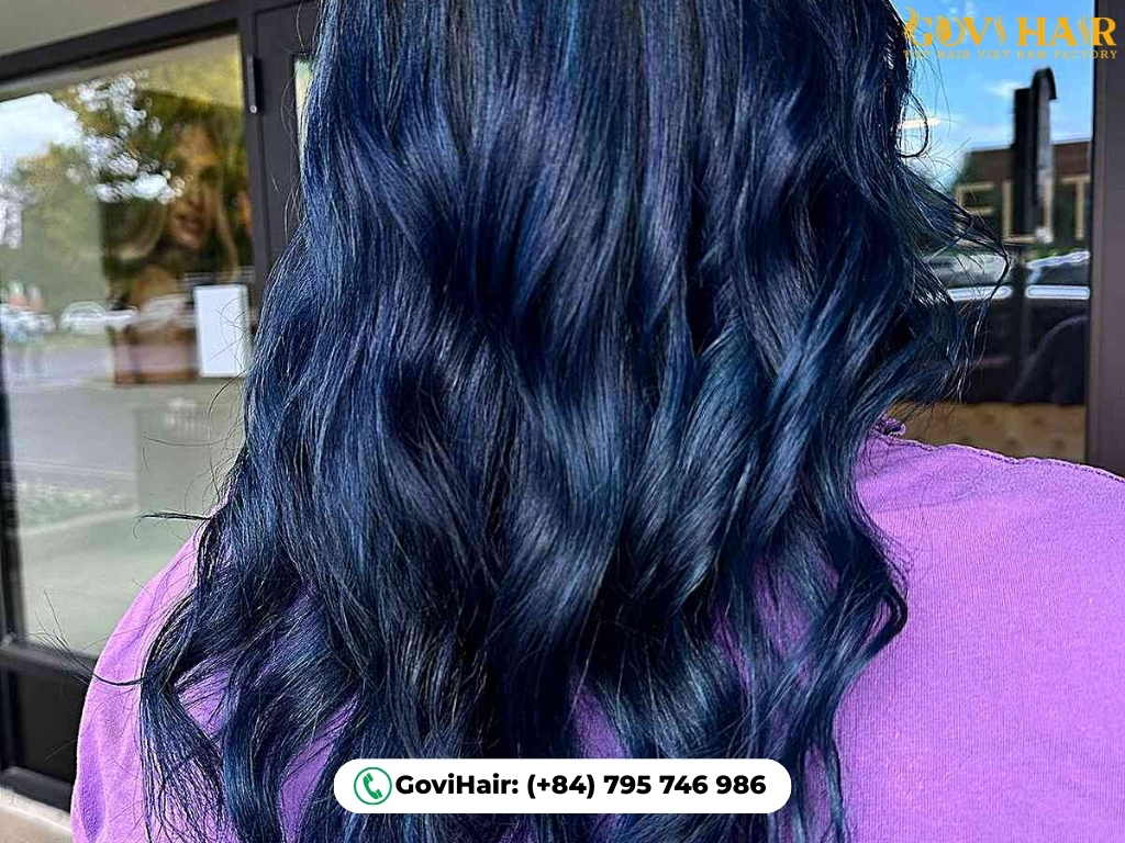 Dark Metallic Blue Hair adds futuristic metallic navy shine