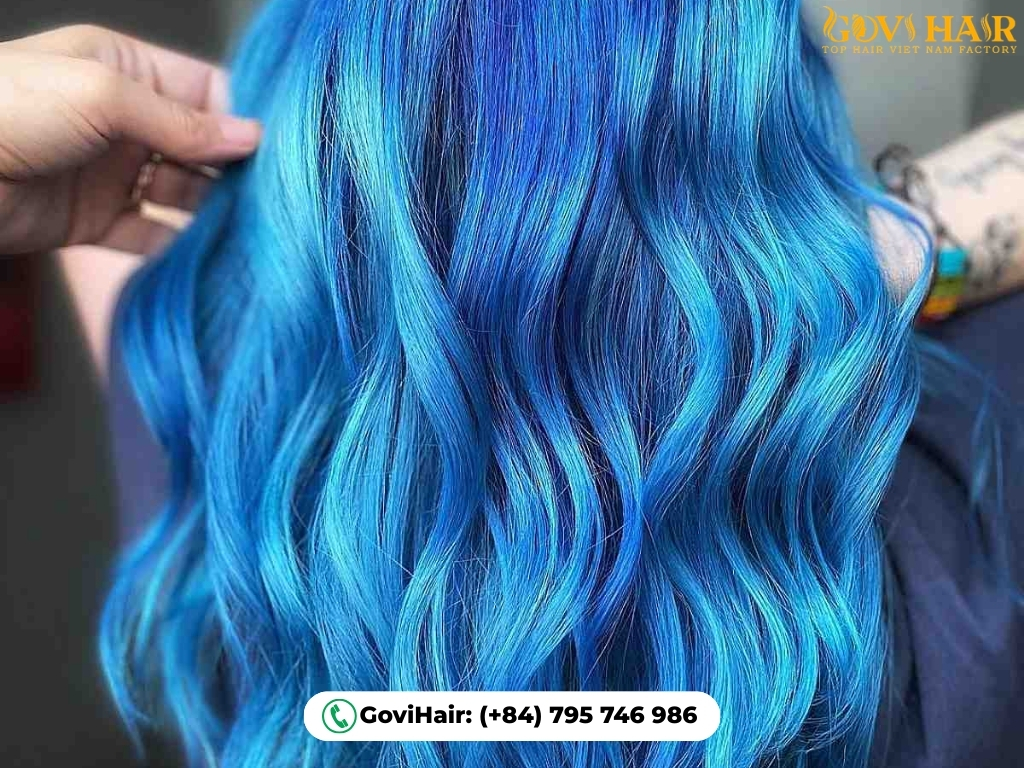 Dark Neon Electric Blue creates glowing, vibrant blue strands