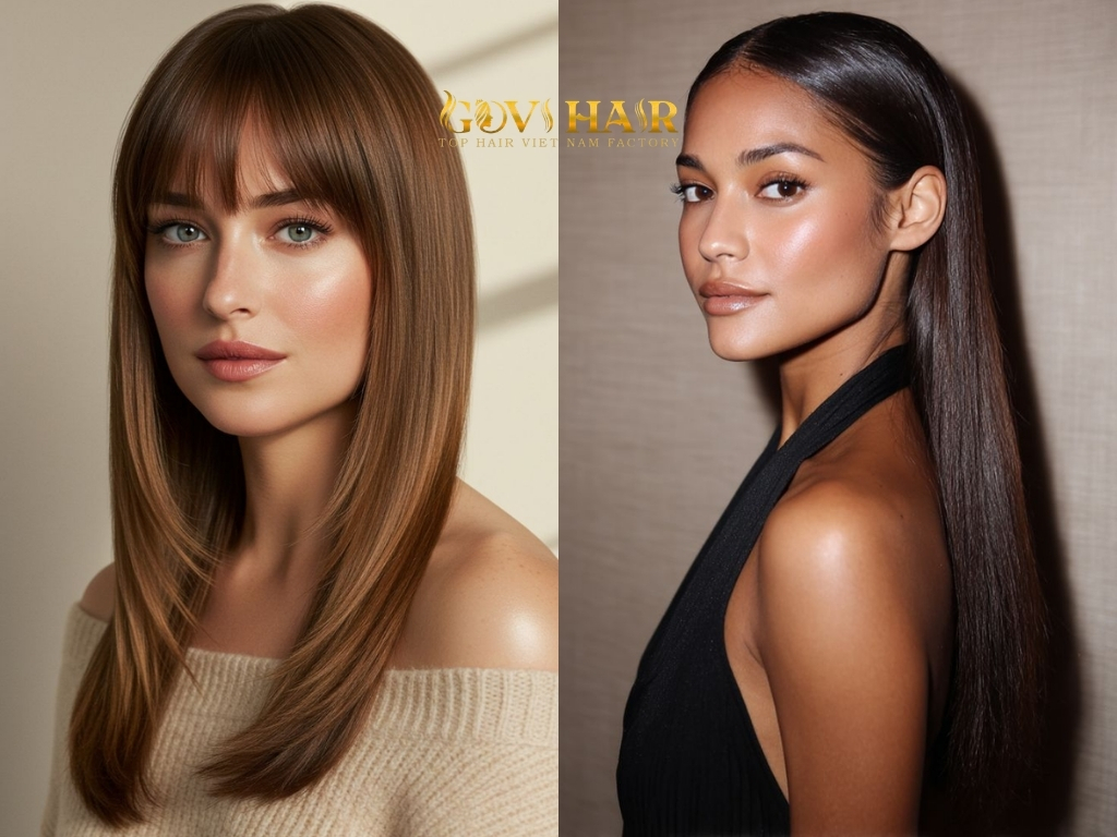 Sleek and straight hair enhances beauty of diamond face shapes