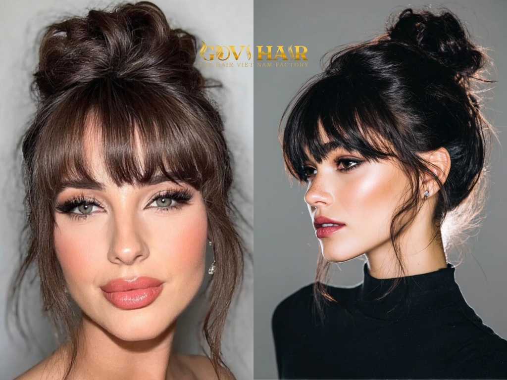 A textured updo complemented for diamond shaped face