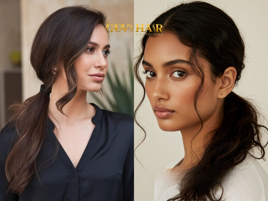 A bouncy medium ponytail is perfect for lifting facial features