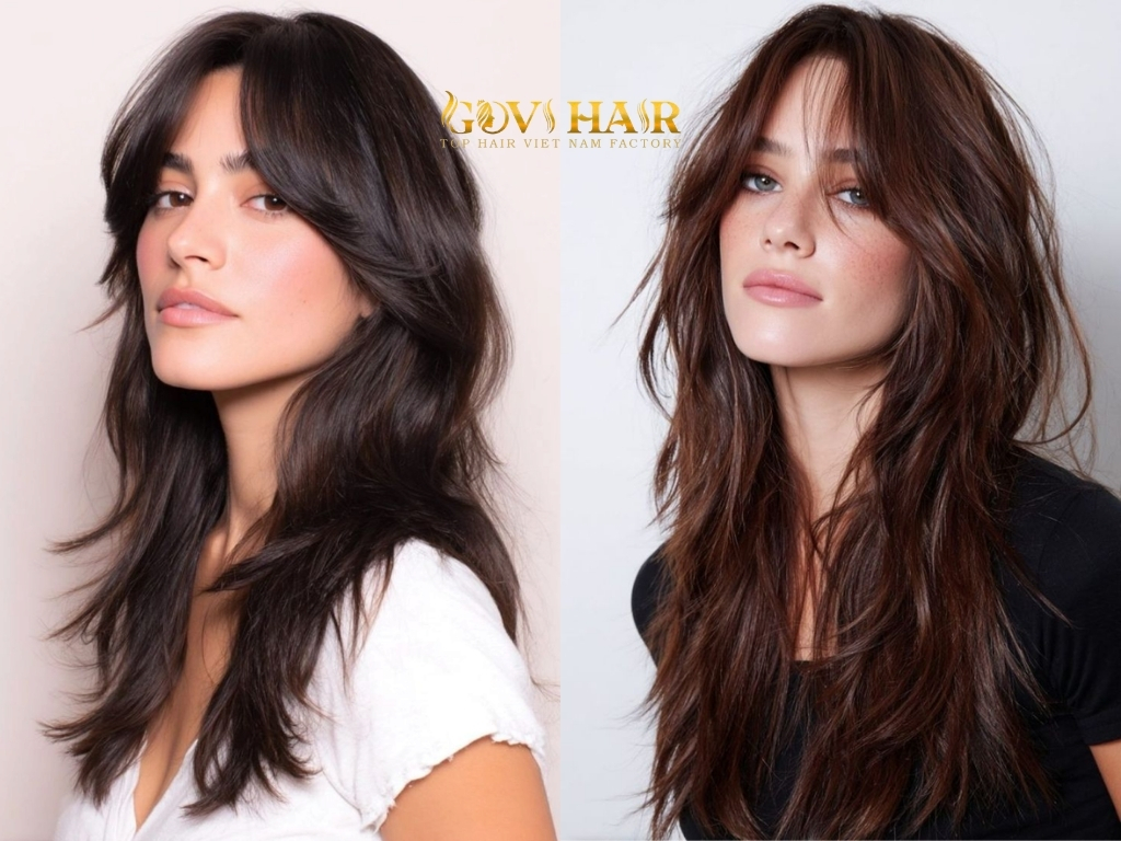 A wavy shag with fringe brings effortless texture