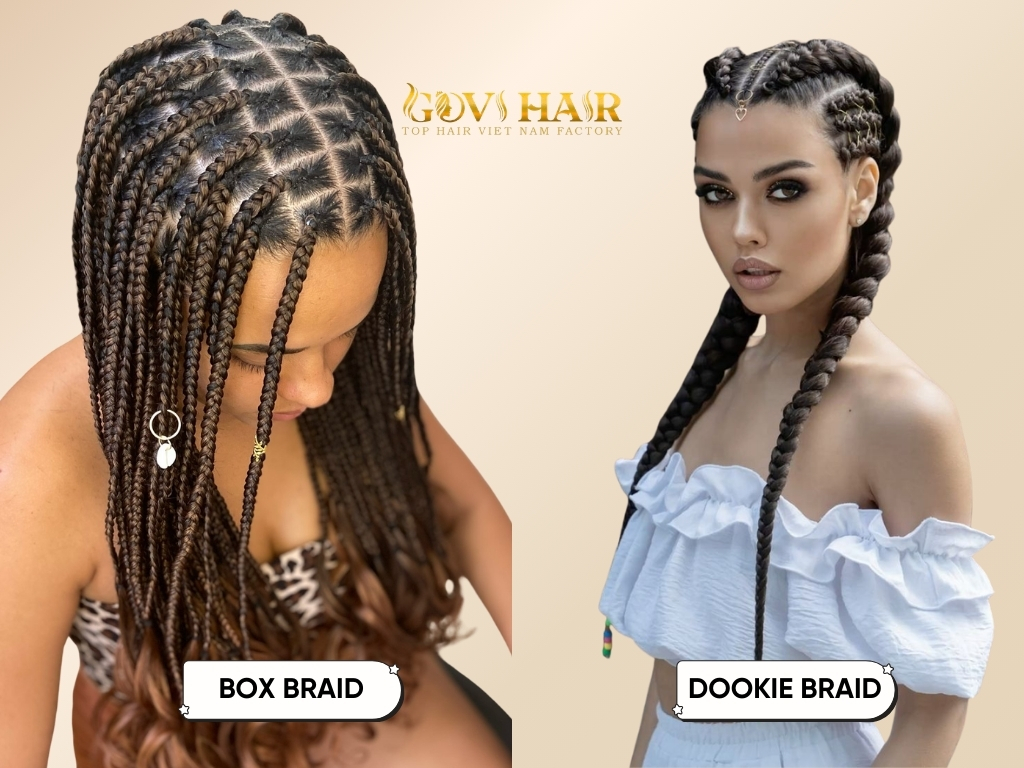 Size and Thickness of Braids is the most significant visual difference