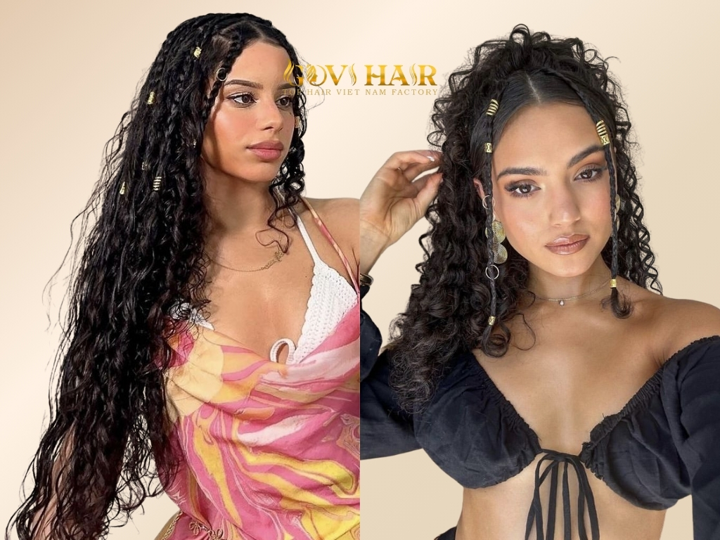 Charms are slid onto the braids