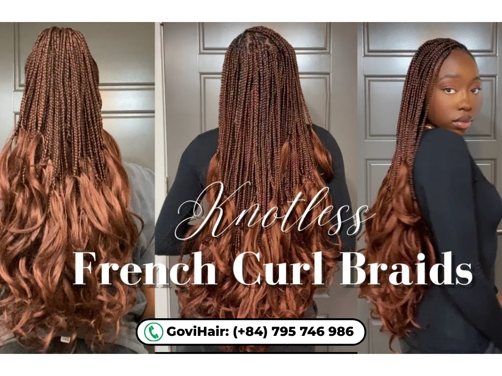 Knotless french curl braids