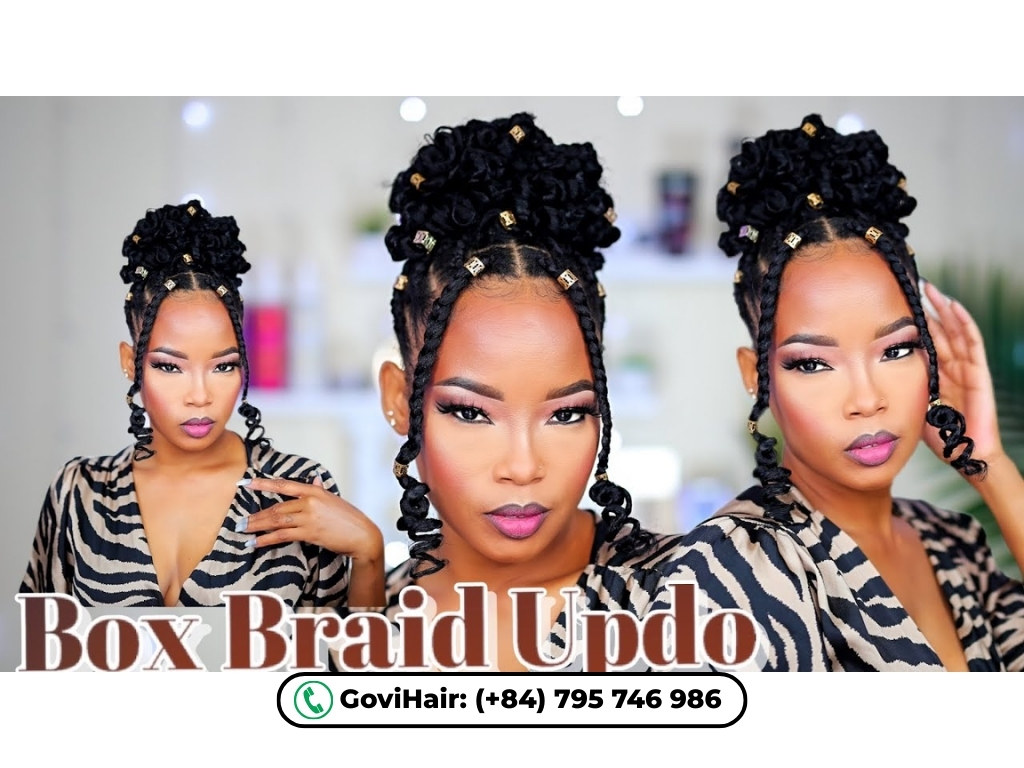 Free-flowing updo knotless braids