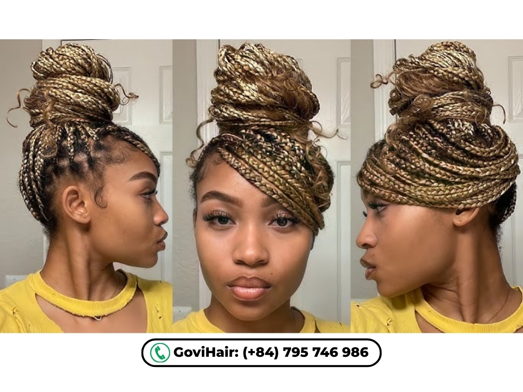 Swooped bun knotless braids