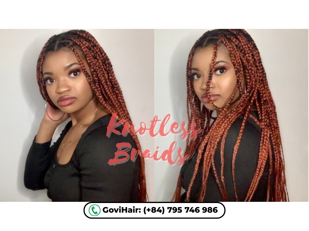 Copper knotless braids