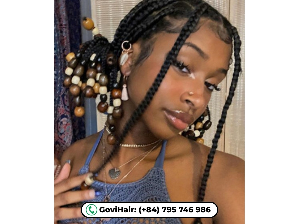 Knotless braids with beads