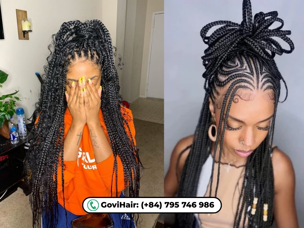 Half up half down knotless braids