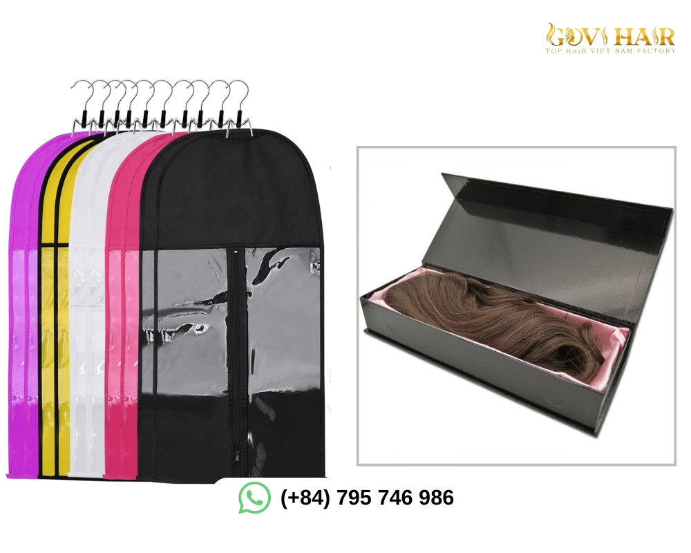 Hair extension storage methods using bags and boxes