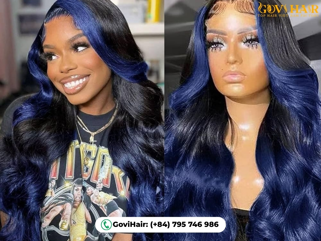 Intense Navy Blue Waves create moody, romantic beachy hair