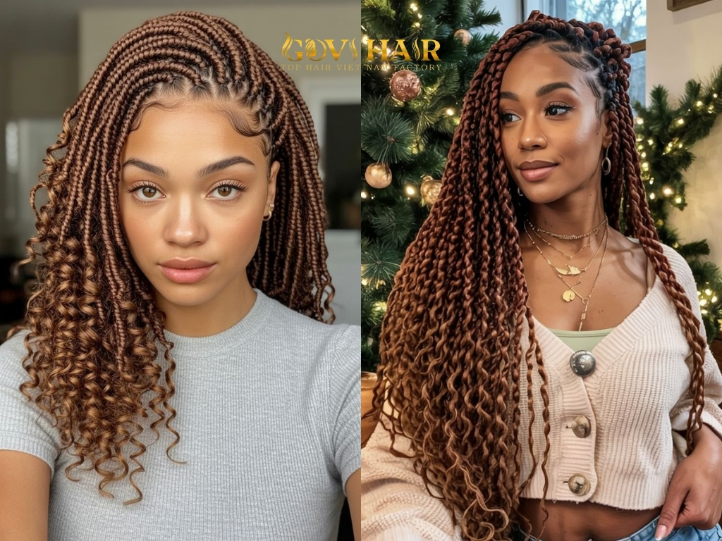 Side-swept knotless braids are an elegant option