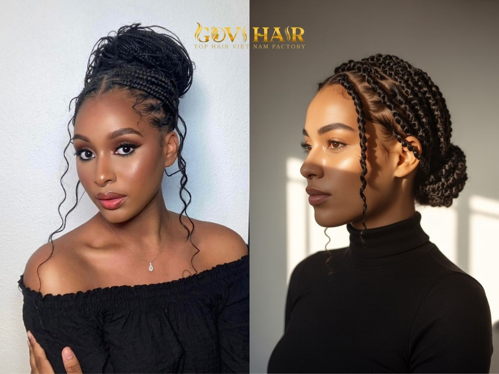 A braided crown offers a romantic and regal finish